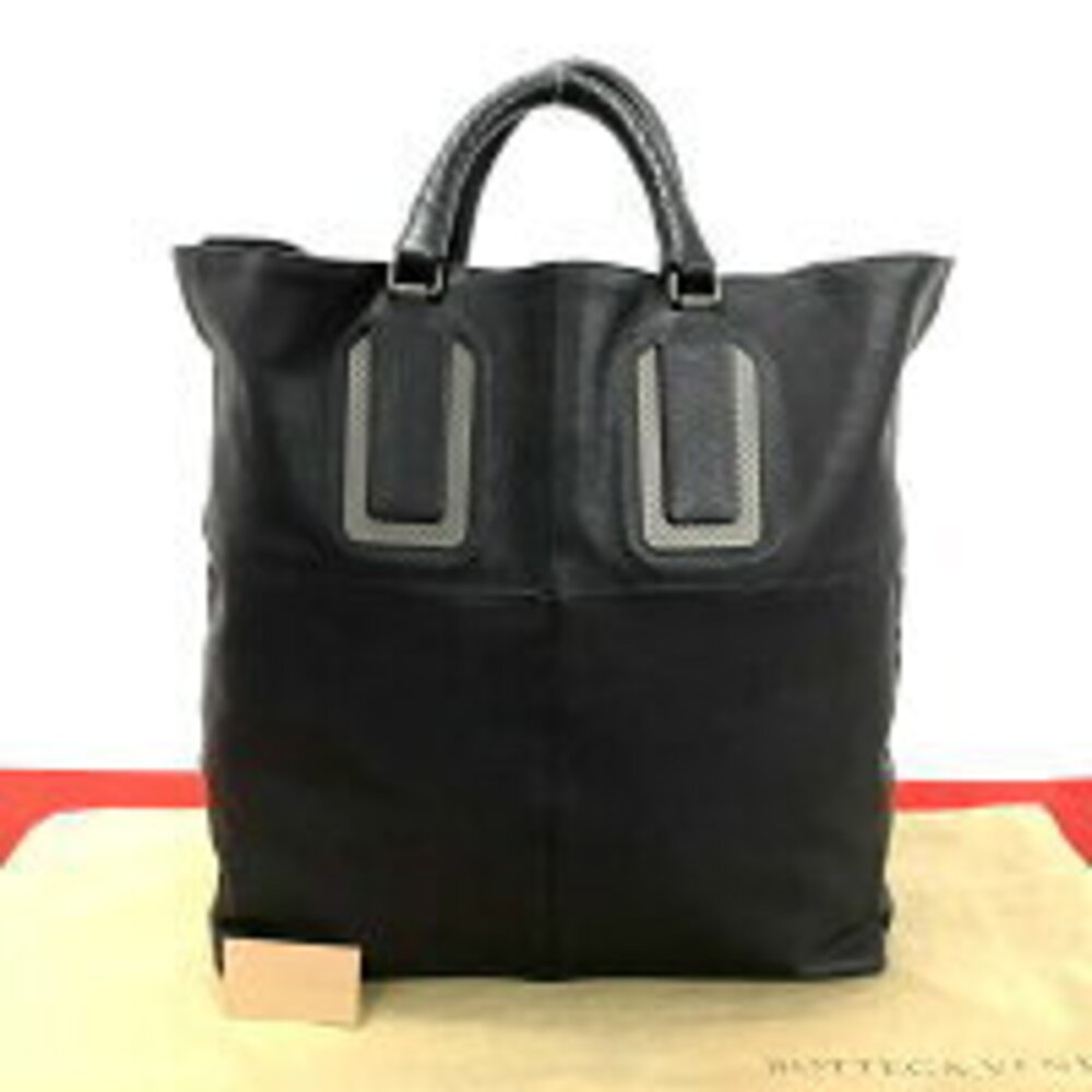 genuine leather tote bag pouch BOTTEGA VENETA Intrecciato handbag black